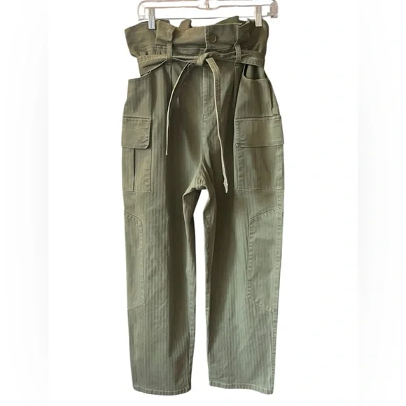 Marissa Webb Green Paper Bag Vintage Wash Pants Size 12 - Picture 7 of 10